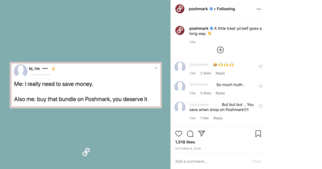 Poshmark customer engagement strategy on Instagram