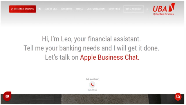 United Bank for Africa Apple Business Chat