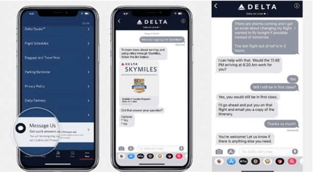 Delta Airlines Apple Business Chat