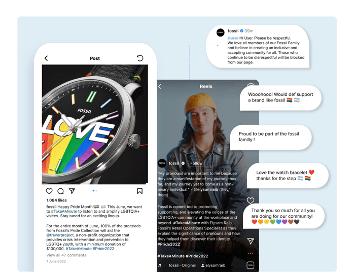 Fossil social media posts for Pride month
