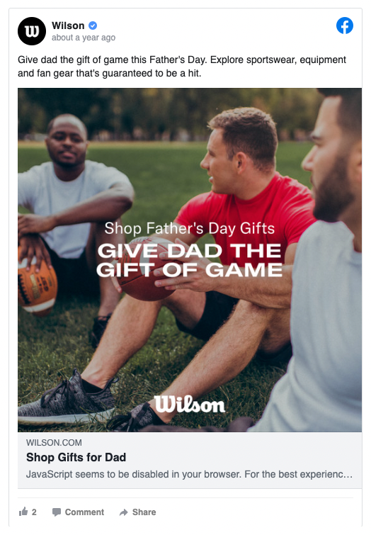 Wilson's social media post for Father's Day