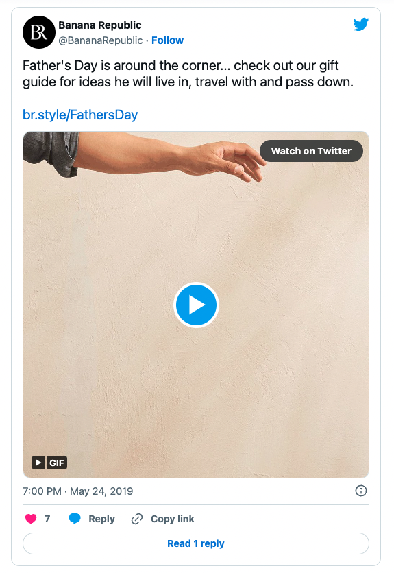 Banana Republic's social media post for Father's Day