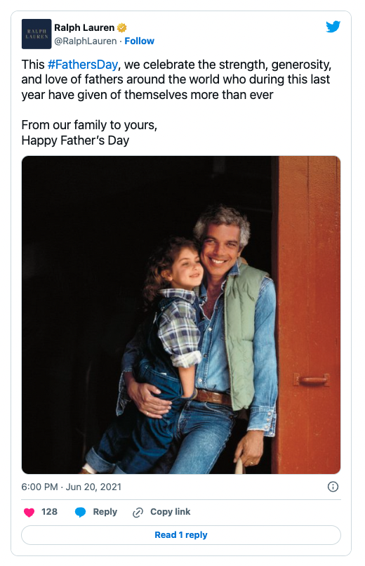 Ralph Lauren's social media post for Father's Day