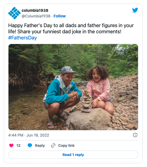 Columbia's social media post for Father's Day