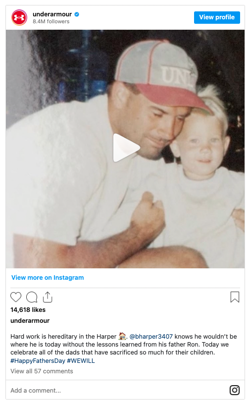Under Armour's social media post for Father's Day