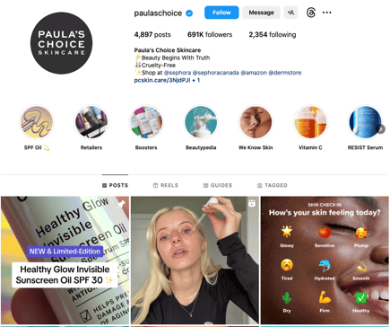 Paula's Choice Instagram Account