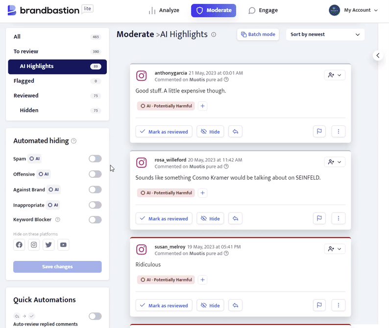 Learn how to hide comments on Instagram | BrandBastion