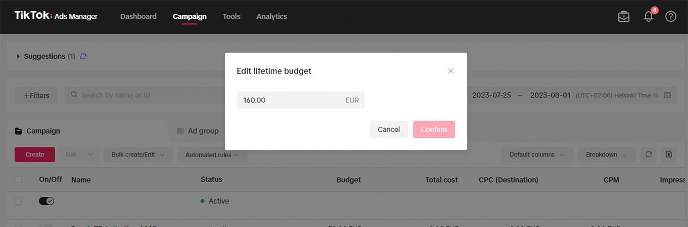 Setting a budget and schedule for TikTok ads in 2025