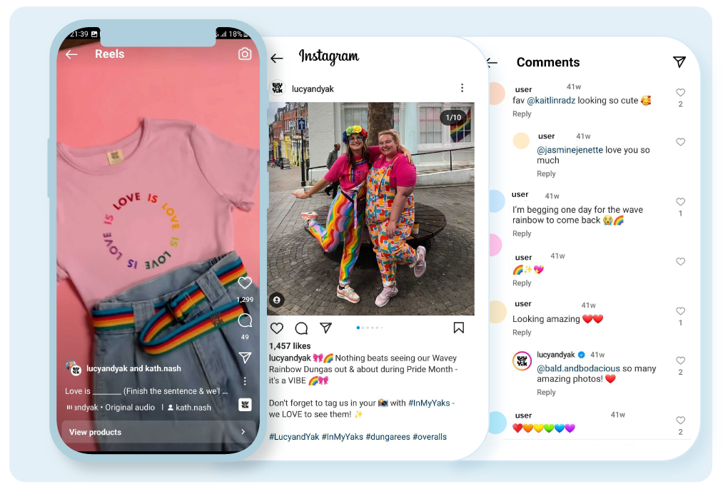 lucy and yak pride month social media posts